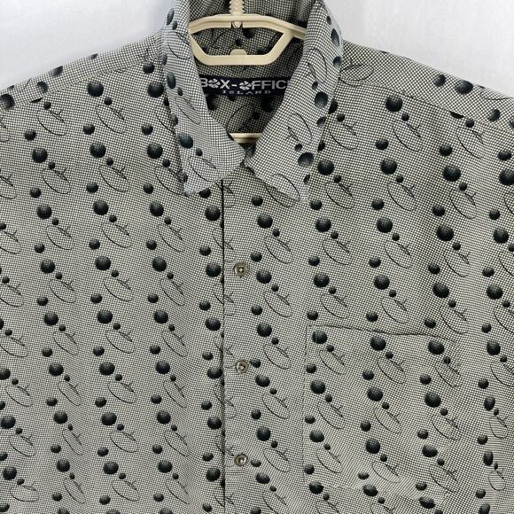 Box Office Island Shirt Mens Size M Green Yellow All Over Print Short Sleeves - Picture 2 of 7